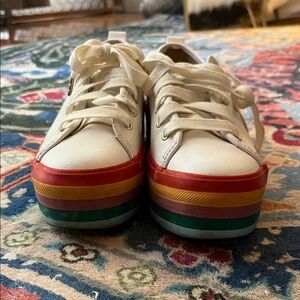 Platform Leather Keds Sneakers with Rainbow Soles